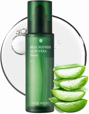 NATURE REPUBLIC Real Squeeze Aloe Vera Toner Hydrating Calming Facial Moisturizer