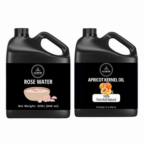 Naturevibe Botanicals Premium Rose Water 32oz and Apricot Oil 32oz | Oil Combo.