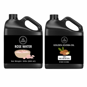 Naturevibe Botanicals Premium Rose Water 32oz and Golden Jojoba Oil 32oz | Oil Combo