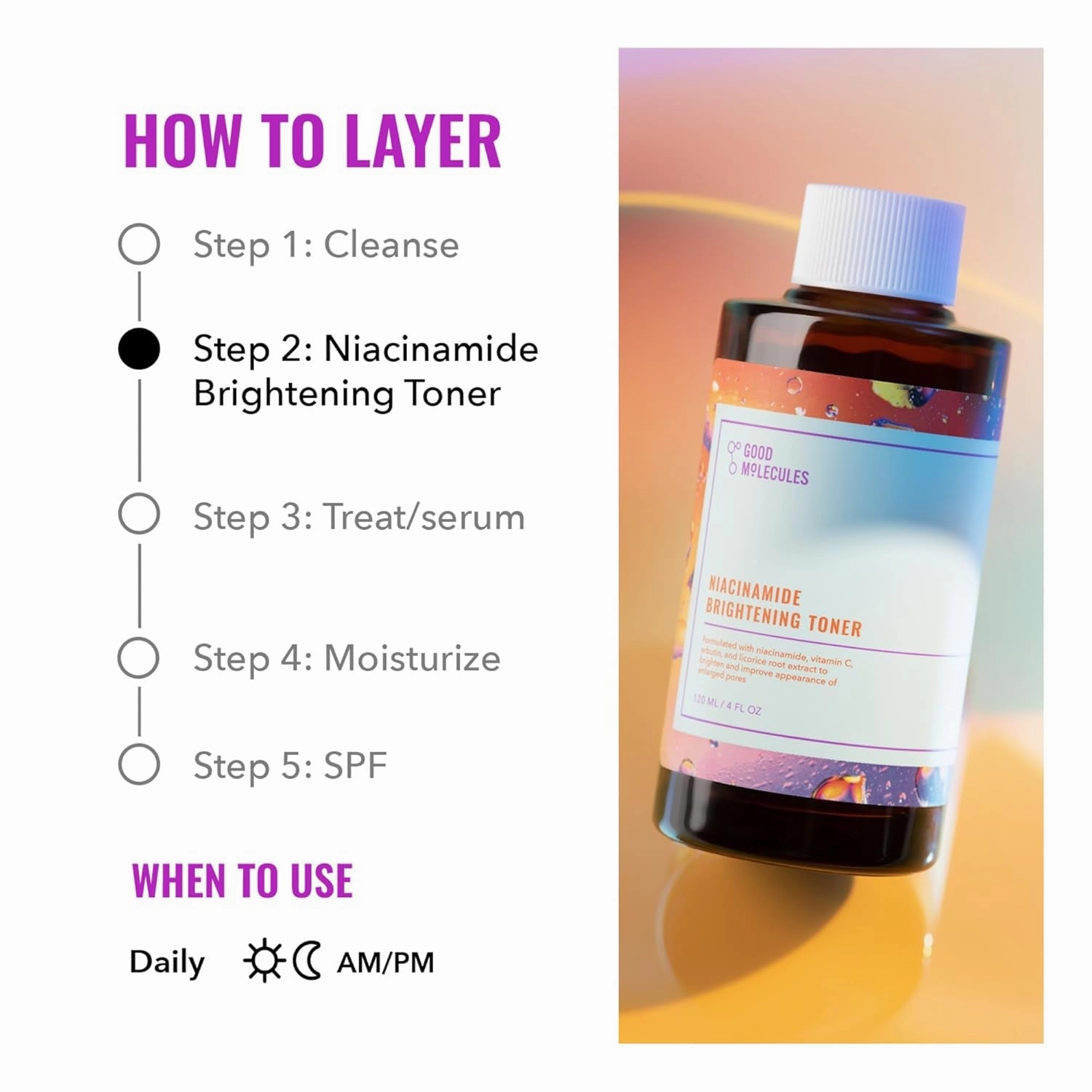 Niacinamide Brightening Toner - Facial Toner with Niacinamide, Vitamin C and Arbutin for Even Tone, Enlarged Pores - Skincare for Face