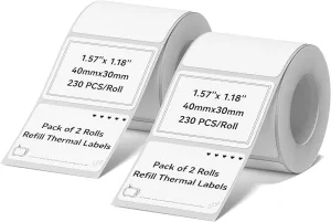 NIIMBOT 2Rolls Labels for B1 B21 B3S K3, 1.57'' x 1.18'' (40x30mm) Label Maker Tape, Waterproof, Oil-Proof and Tear-Proof Thermal Printer Labels, Black on White