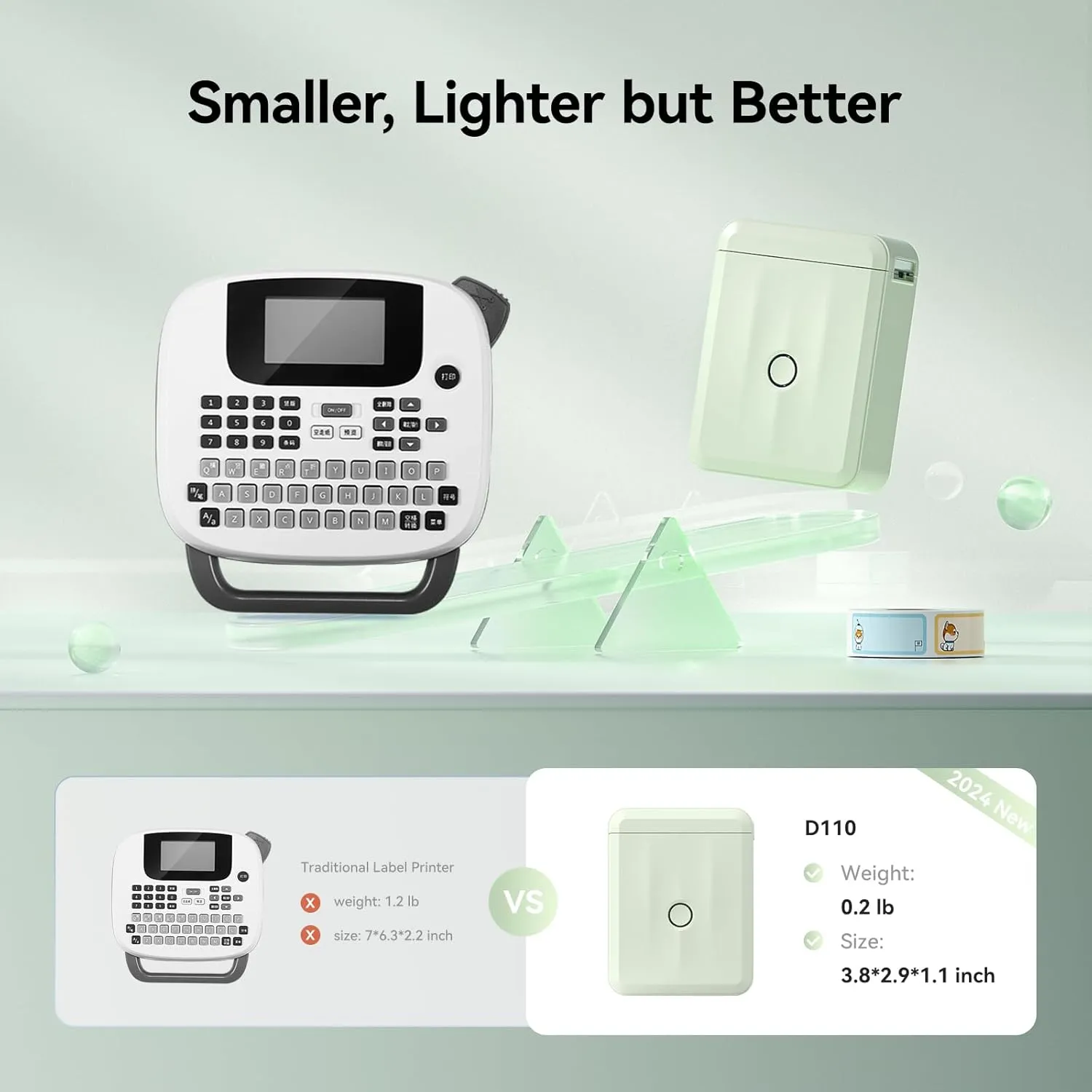 NIIMBOT D110 New Version Label Maker Machine with Tape, Handheld Bluetooth Label Printer, Mini Thermal Printer, Sticker Maker for Organizing Home Kitchen School, Green
