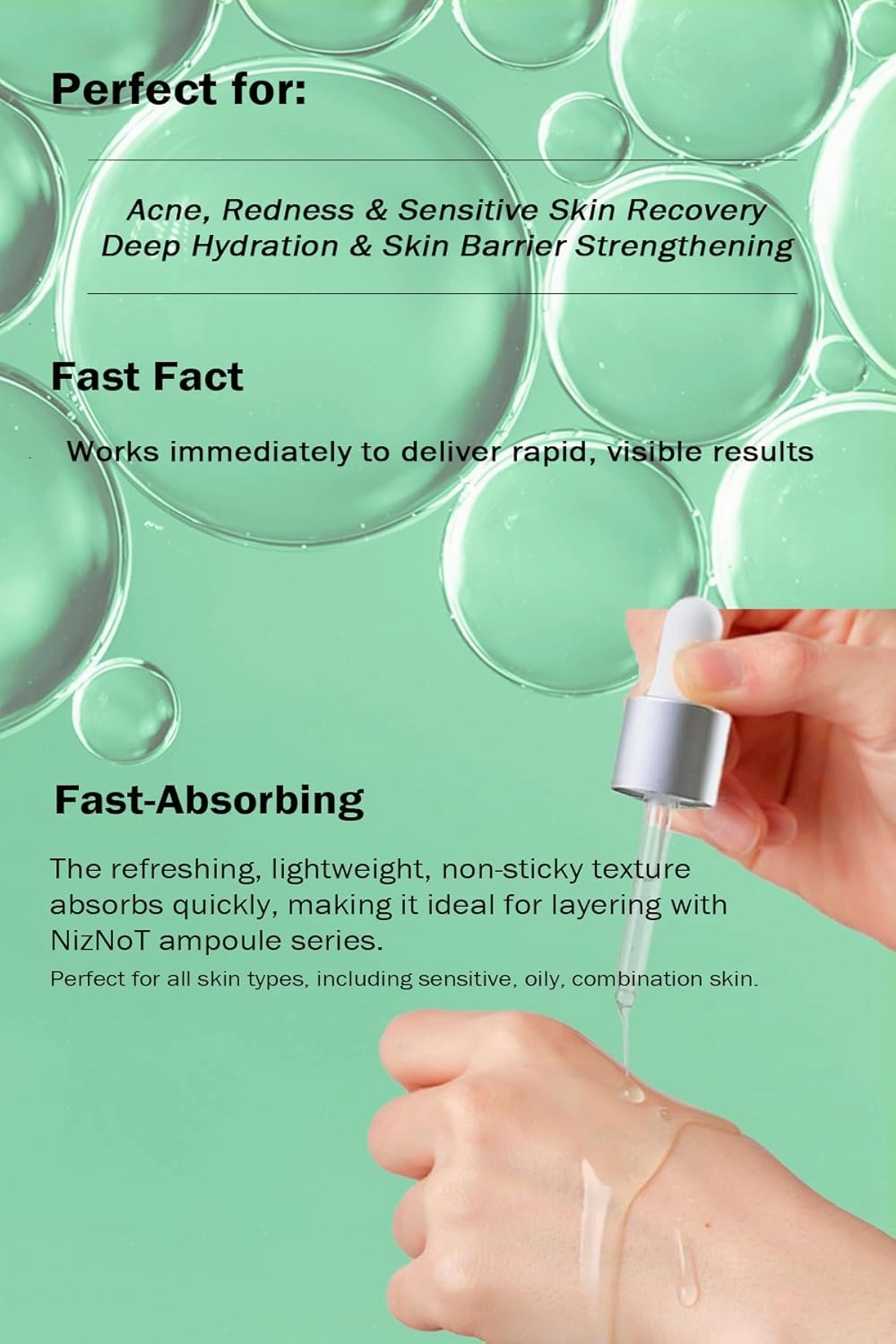 NizNoT 02 Cica Tree Skin Calming Ampoule – Soothing & Repairing with Aging Killer Peptide for Sensitive, Acne-Prone, Redness-Prone Skin – Award-Winning Korean Skincare 1.69 oz
