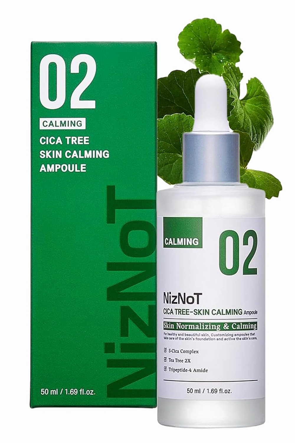 NizNoT 02 Cica Tree Skin Calming Ampoule – Soothing & Repairing with Aging Killer Peptide for Sensitive, Acne-Prone, Redness-Prone Skin – Award-Winning Korean Skincare 1.69 oz