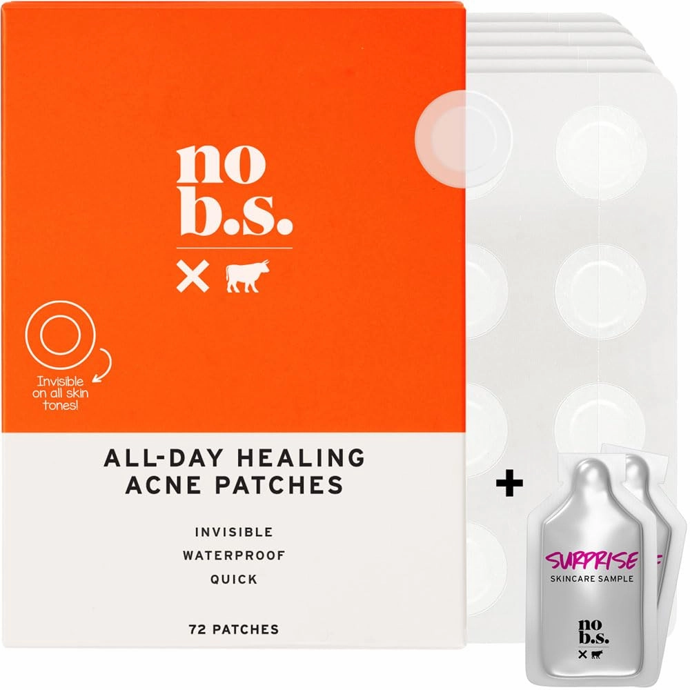 No Bad Stuff - Healing Acne Patches with Hydrocolloid, Waterproof, Invisible Pimple Patches, Wear Under Makeup & Sunscreen, Acne Skin Care for Women & Men, Spot Patches for Pimples, 72 CT