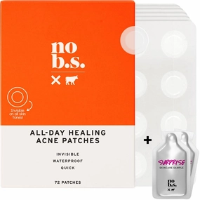 No Bad Stuff - Healing Acne Patches with Hydrocolloid, Waterproof, Invisible Pimple Patches, Wear Under Makeup & Sunscreen, Acne Skin Care for Women & Men, Spot Patches for Pimples, 72 CT