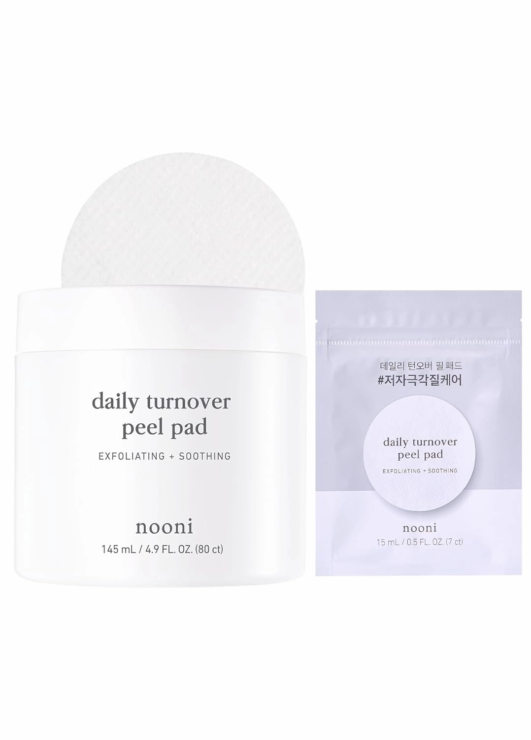 NOONI Facial Toner Pads - Glycolic Acid Pads 80 EA   Daily Turnover Peel with AHA & Glycolic Acid, 7 Count Bundle