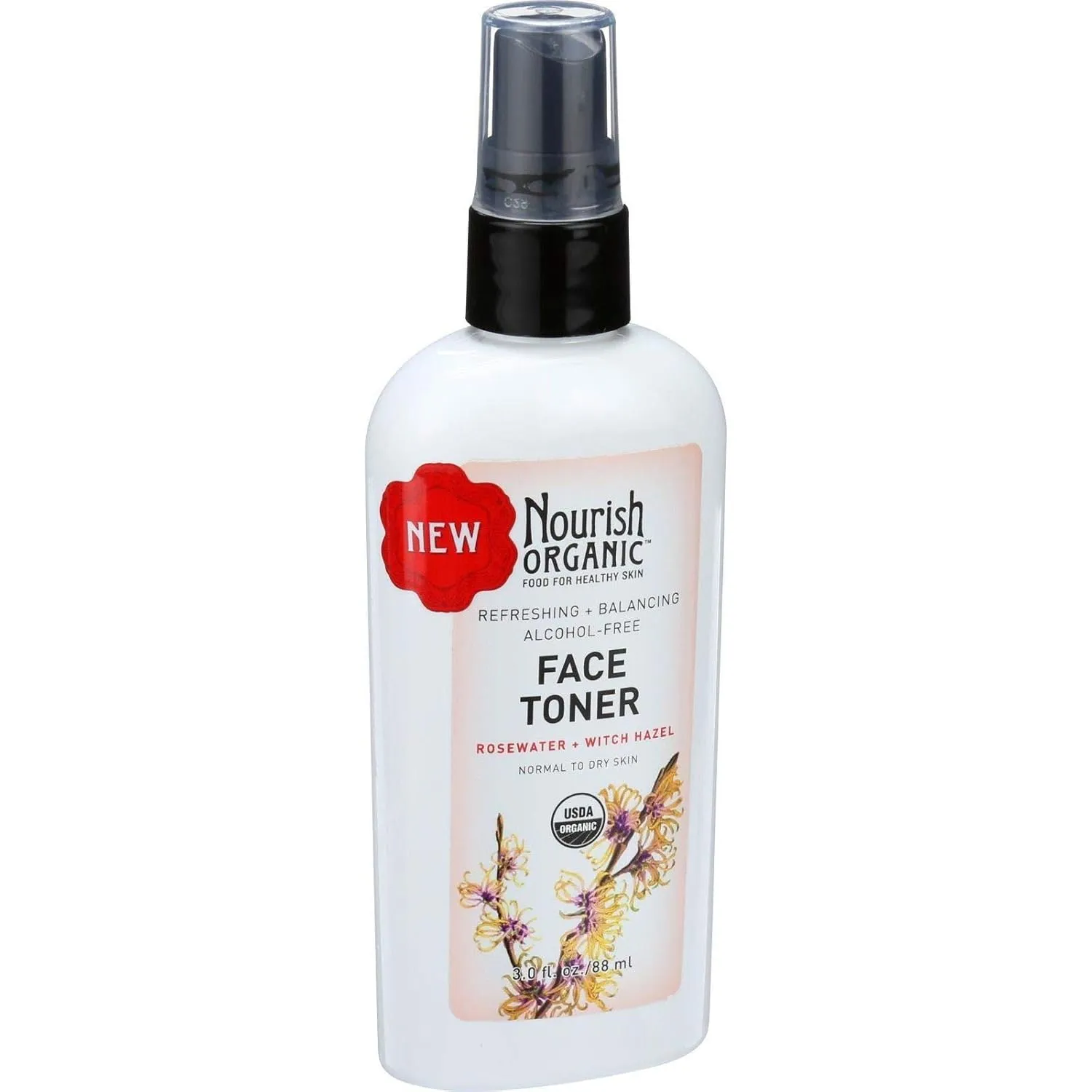 Nourish Organic Face Toner - Refreshing And Balancing - Rosewater And Witch Hazel - 3 Oz