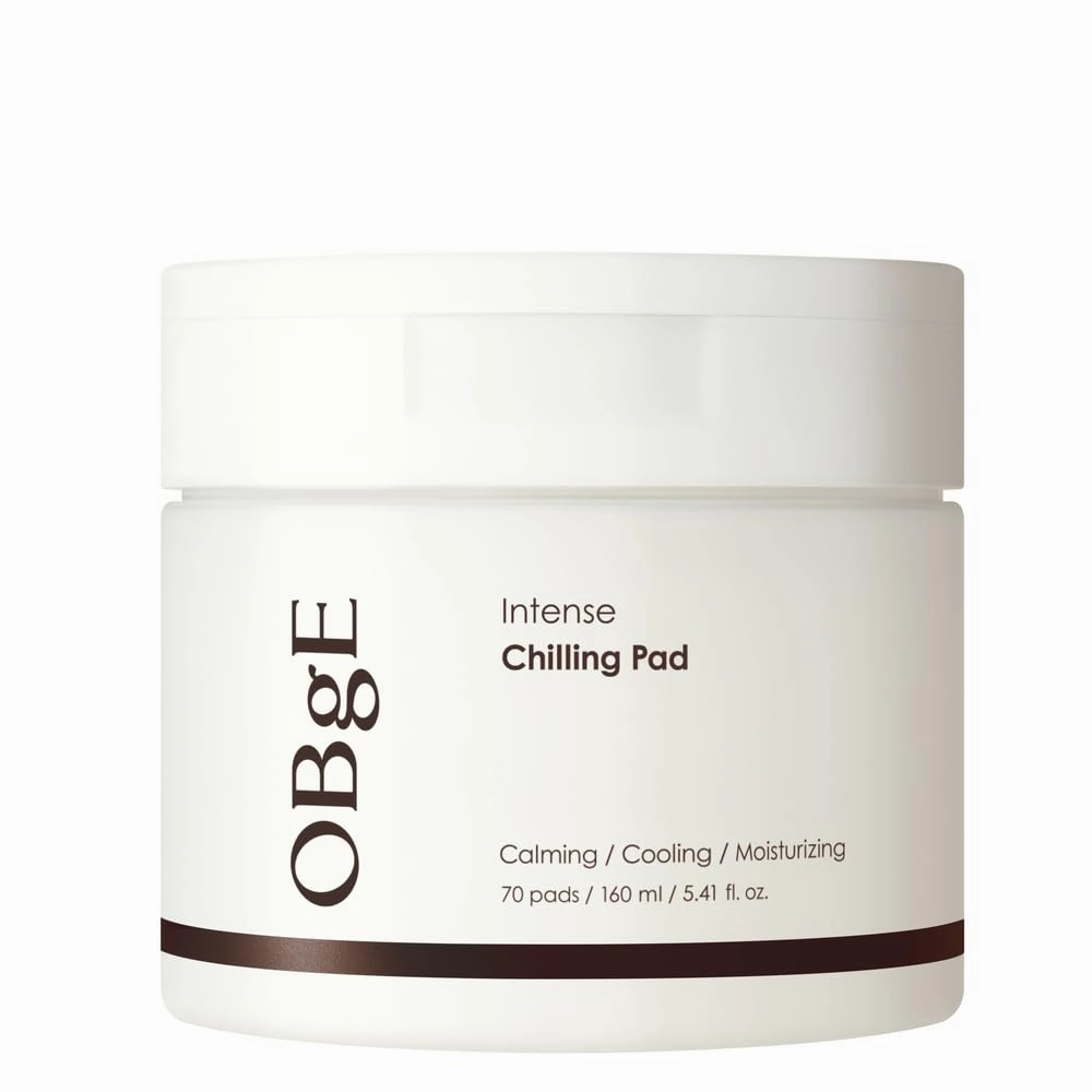OBgE Intense Chilling Pad (70 count) - Toner Pads for Men. Soothe, Hydrate & Cool, Daily Skincare. Vegan Cotton with Rosemary Extract 78%, Herbs, LHA, PHA.