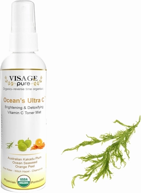 Ocean's Ultra C - Brightening and Detoxifying Anti-Aging Face Toner - Tightens and Clarifies The Skin and Minimizes Its Pores - USDA Organic - Physician Formulated - Research Supported