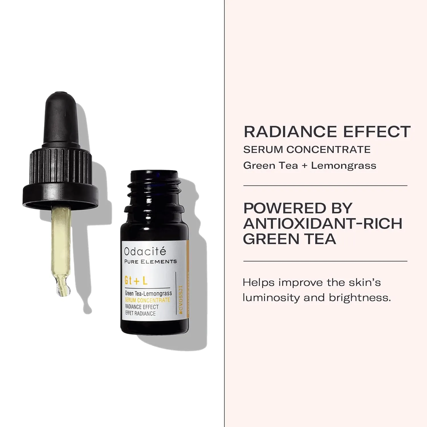 Odacité Brightening Serum Concentrate with Green Tea   Lemongrass for Radiant Skin - Lightweight, Hydrating & Brightening Anti-Aging Facial Oil Concentrate for Sluggish & Lackluster Skin - 0.17 fl. oz