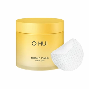 OHUI Miracle Toning Dual Sided Toner Pads | Exfoliating, Soothing, Moisturizing, Smoothing | Glowing Skin, Dullness | Hyaluronic Acid, Vitamin C, AHA, PHA, Niacinamide, Panthenol, Glycerin | K-Beauty
