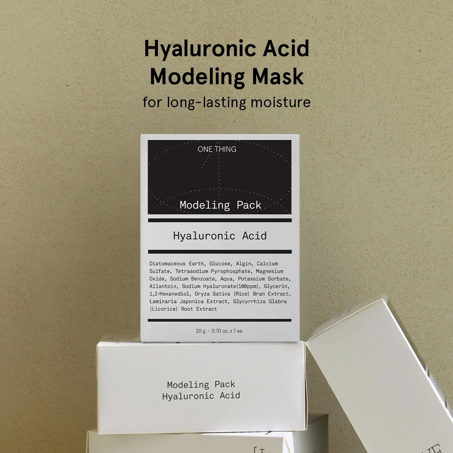 ONE THING Hyaluronic Acid Modeling Pack 1.05 Oz * 7 Masks | Facial Powder Mask for Hydrating Cooling Soothing Skin, Mix with Water or Toner | Clay Peel off Mask | Korean Face Mask