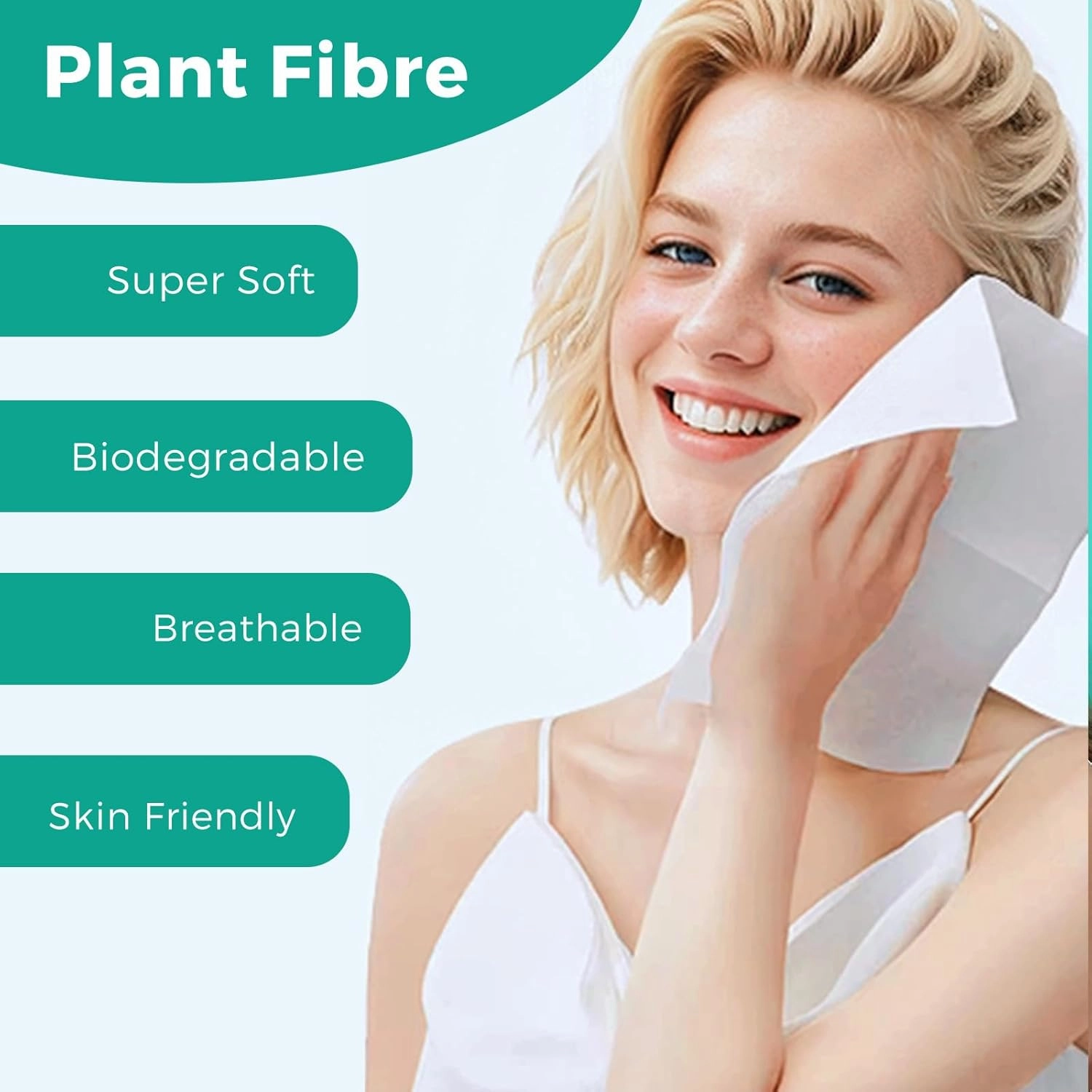 ONLYCARE Disposable Face Towel, Biodegradable, 10" x 12" Super Thick Soft Facial Towels, 100 Count Face Towelettes for Sensitive Skin, Makeup Remover Dry Wipes, 2 Pack