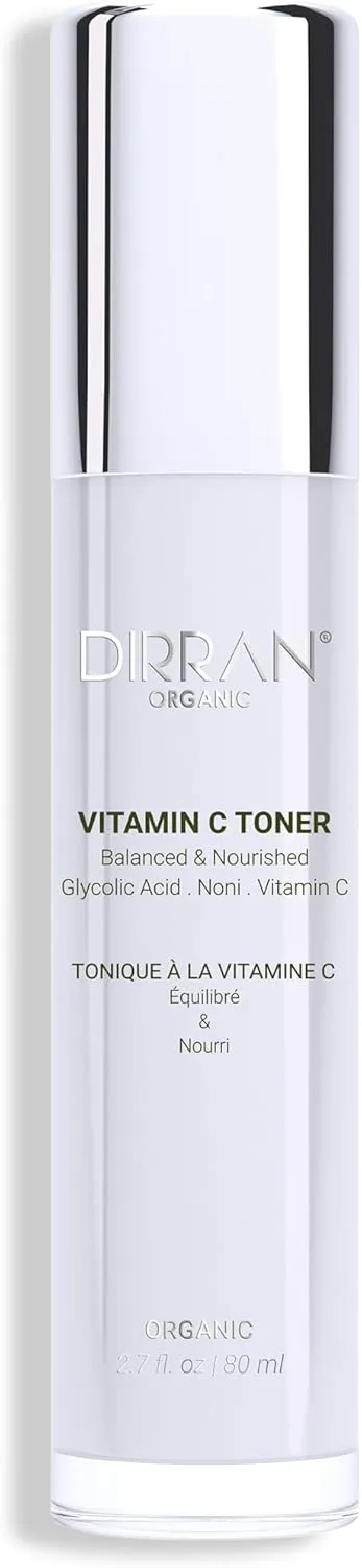 Organic Vitamin C Facial Toner with Glycolic Acid – Natural Exfoliating & Revitalizing Formula with Chamomile, Witch Hazel, Papaya – 130 ml