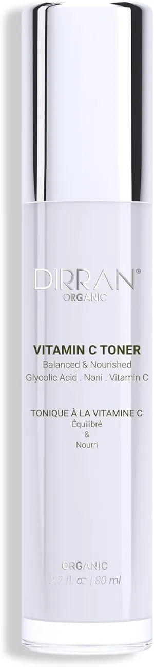 Organic Vitamin C Facial Toner with Glycolic Acid – Natural Exfoliating & Revitalizing Formula with Chamomile, Witch Hazel, Papaya – 130 ml