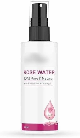 Organic Rose Water | Gulab Jal | for Soothing Any Skin Inflammations, Hydrating Your Skin, Cleansing Your Pores & Soothing Redness of Skin | Natural & Organic Ingredients 5.07 Fl Oz, Clear