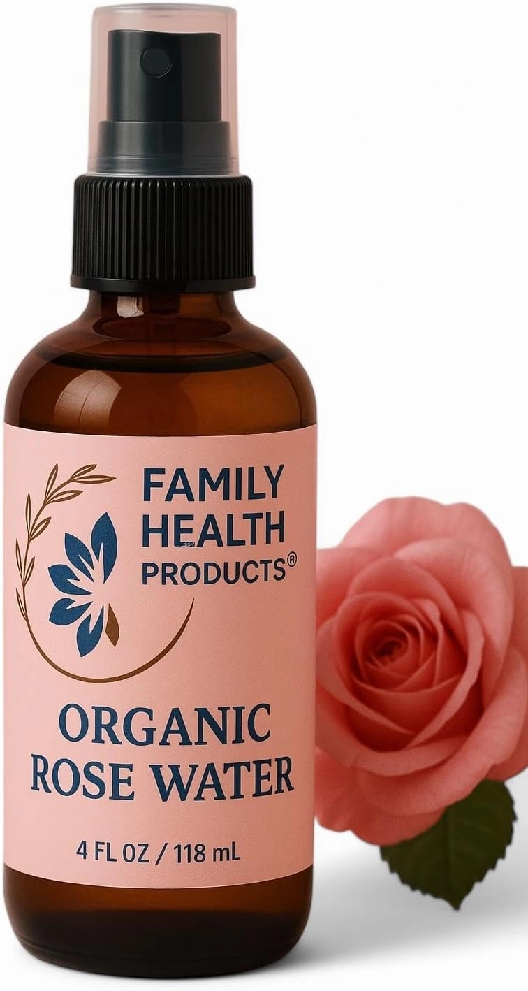 Organic Rose Water Spray for Face, Hair & Body – 100% Pure Agua de Rosa Mist Toner – 4oz – Family Health Products