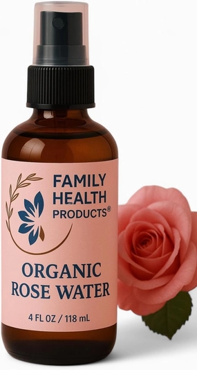 Organic Rose Water Spray for Face, Hair & Body – 100% Pure Agua de Rosa Mist Toner – 4oz – Family Health Products