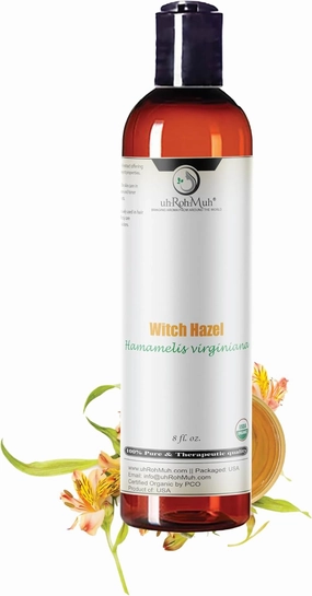 Organic Witch Hazel – 100% Pure Natural USP Astringent with 14% Alcohol | Hamamelis Virginiana Extract for Face, Skin, Hair & Wellness | Bulk & Gallon Options | 8 fl oz
