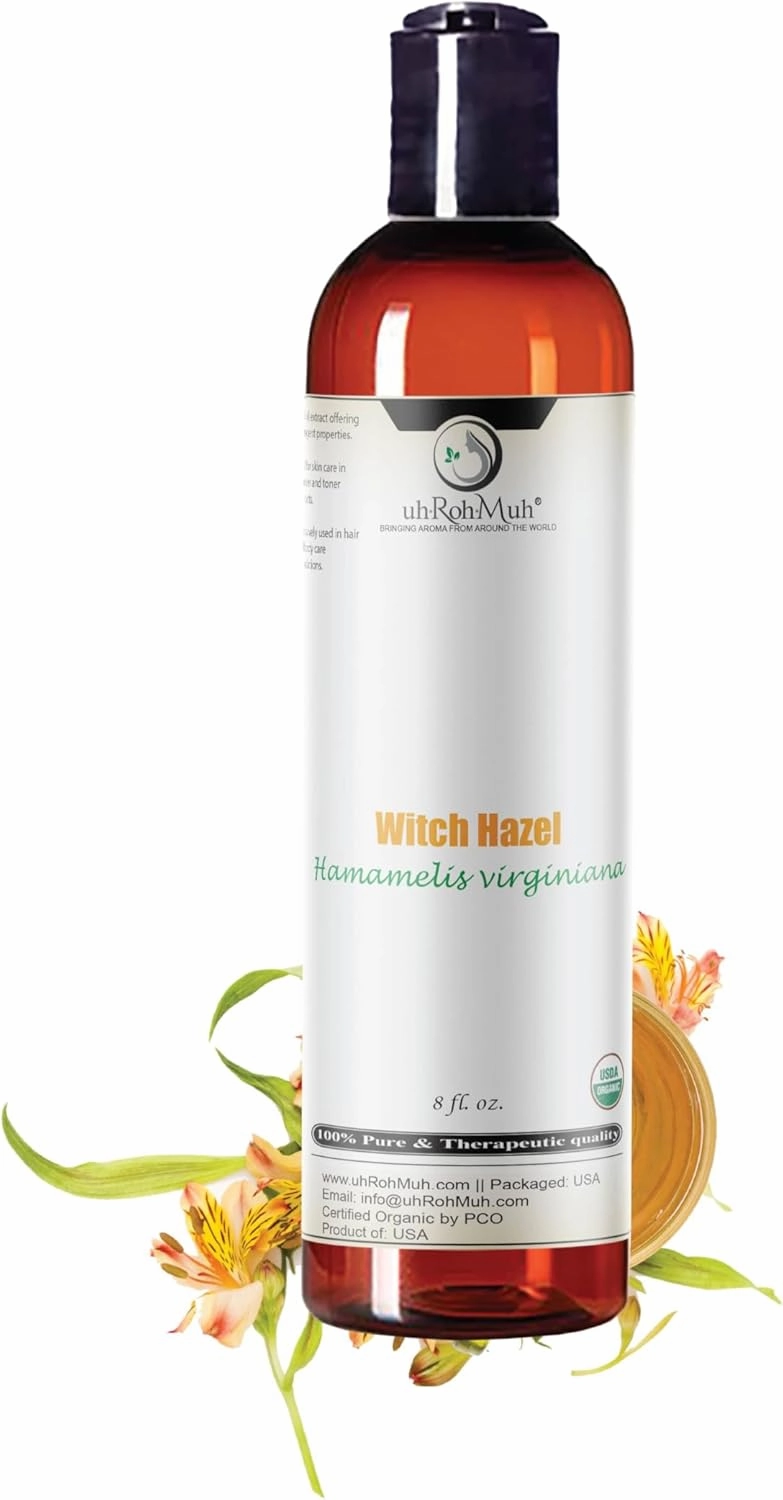 Organic Witch Hazel – 100% Pure Natural USP Astringent with 14% Alcohol | Hamamelis Virginiana Extract for Face, Skin, Hair & Wellness | Bulk & Gallon Options | 8 fl oz