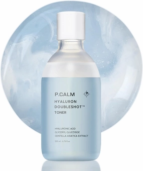 P.Calm Hyaluron Doubleshot Toner – Hyaluronic Acid & Centella Asiatica for All Day Deep Hydration and Soothing, Korean Moisturizing Skincare (200ml / 6.76 fl.oz)