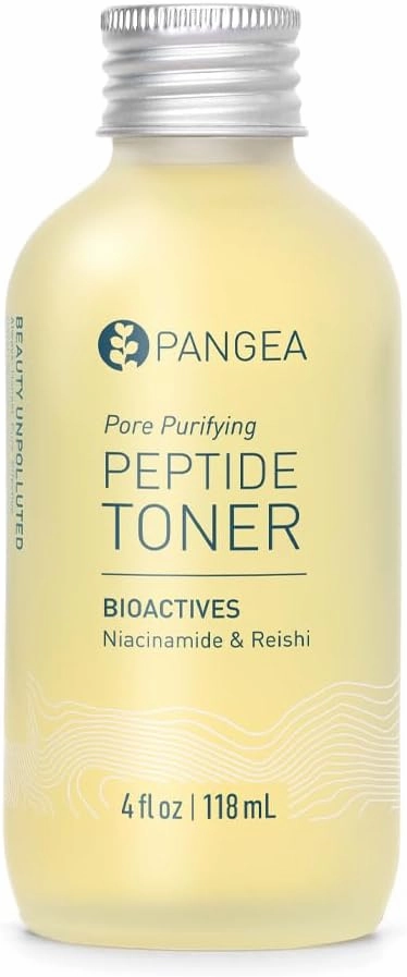 Pangea Organics - Natural Niacinamide   Reishi Pore Purifying Peptide Toner | Vegan, Non-Toxic, Sustainable Clean Beauty (Glass Bottle, 4 fl oz | 118 ml)