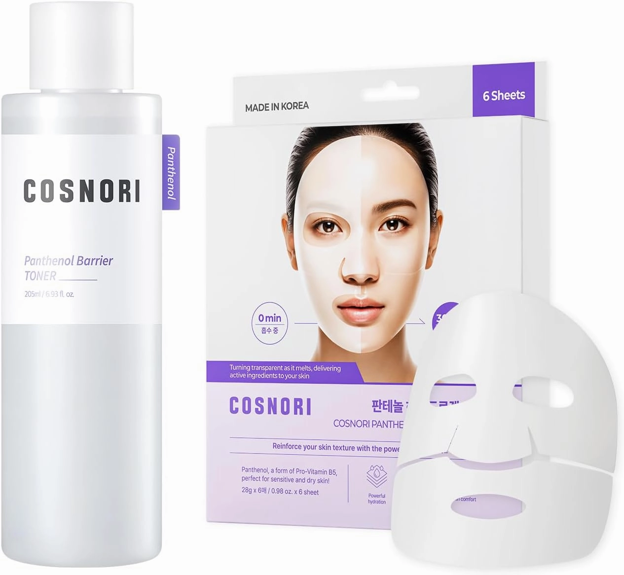 Panthenol Toner & Hydrogel Mask Set – Deep Hydration, Soothing Care with High-Concentration D-Panthenol, Korean Skincare Routine