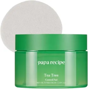 Papa Recipe Tea Tree Control Pad 70pads, Dual-Textured Facial Toner Pads for Exfoliation and Pore Care, Improve Skin Texture, Korean Skincare