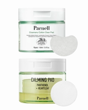 Parnell Cicamanu Cotton Clear Pad & Panthenol Heartleaf Calming Pad – Korean Daily Exfoliating and Soothing Toner Pads with Centella, LHA, and Panthenol for Sensitive, Acne-Prone