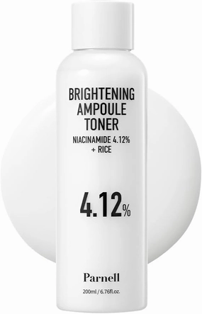Parnell Niacinamide 4.12% | 200ml / 6.76 fl.oz. | Rice Ampoule, Milky Toner for Glowing Skin, Hydrating for Dry Dull Skin, Korean Skin Care