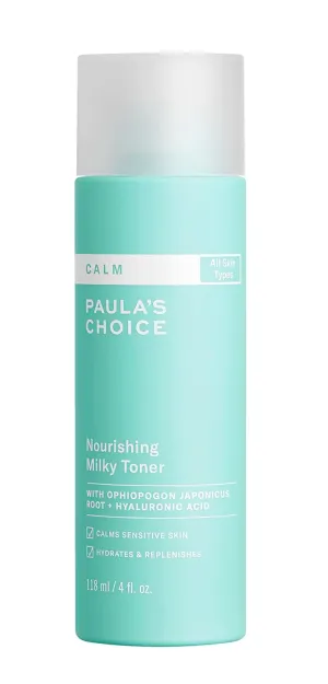 Paula’s Choice Calm Nourishing Milky Toner for Sensitive Skin, Calms   Soothes Redness, Suitable for Rosacea-Prone & Eczema-Prone Skin, Fragrance-Free & Paraben-Free, 4 Fl Oz.