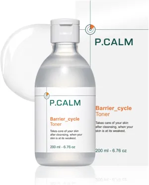 P.CALM Barrier Cycle Toner – Azulene & Centella Asiatica for Deep Hydration & Skin Barrier Strengthening, Korean Vegan Facial Toner for Sensitive Skin (200ml / 6.76 fl.oz)