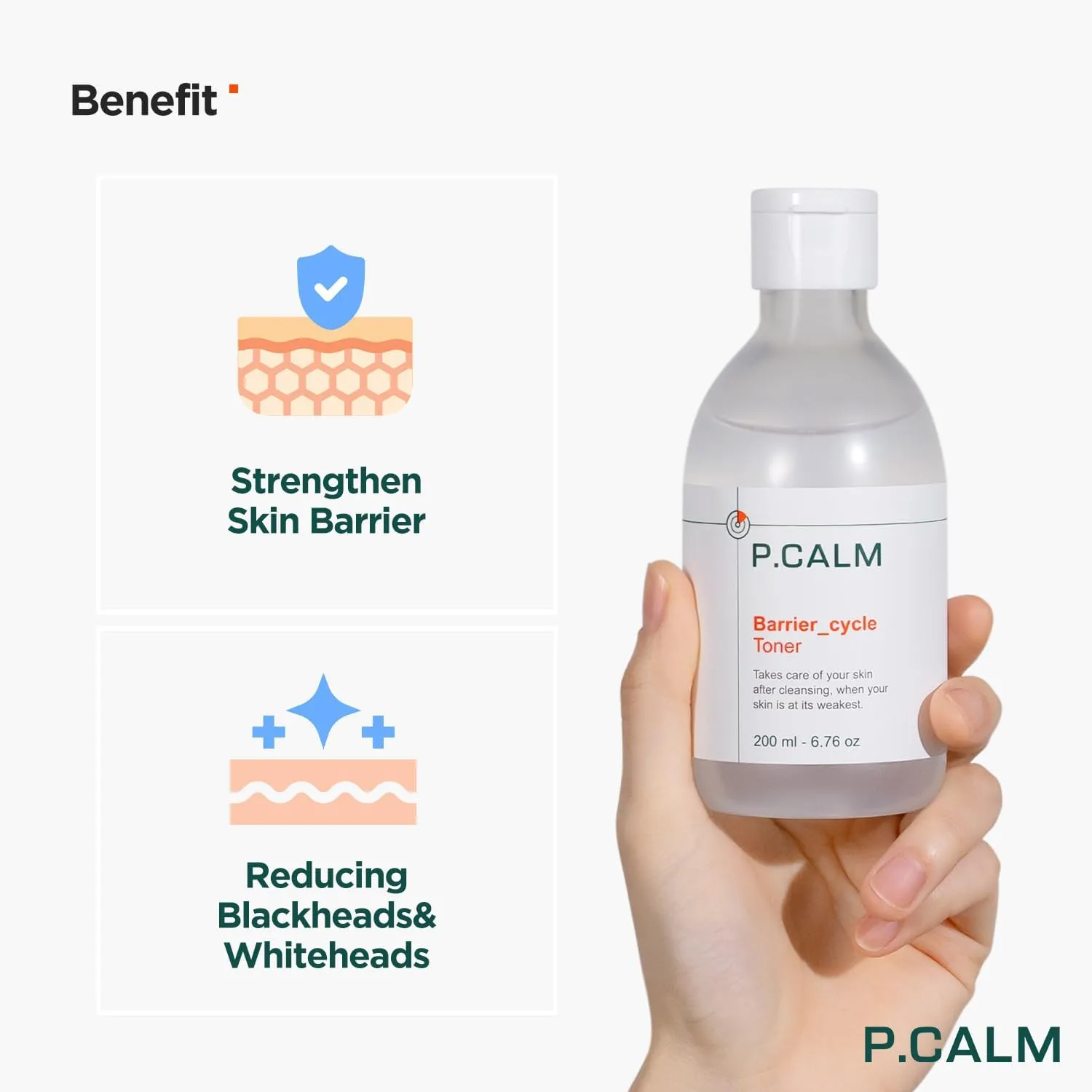 P.CALM Barrier Cycle Toner – Azulene & Centella Asiatica for Deep Hydration & Skin Barrier Strengthening, Korean Vegan Facial Toner for Sensitive Skin (200ml / 6.76 fl.oz)