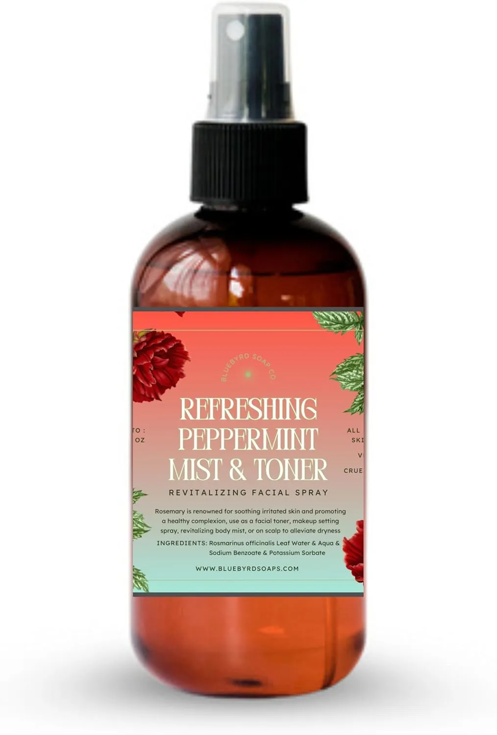 Peppermint Cooling Facial Mist & Scalp Refresher | 100% Pure Steam-Distilled Revitalizing Facial Spray Hydrates, Tones, Refreshes & Renews Skin, Vegan, Cruelty-Free, 8oz (Peppermint)