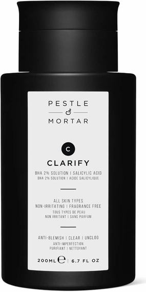 Pestle & Mortar Clarify 2% BHA solution Salicylic Acid toner, Acne Treatment and Clear Breakouts, Facial Exfoliant to Remove Excess Oil Without Stripping Skin Barrier, 6.76 oz