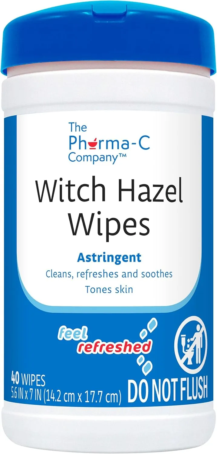 Pharma-C Witch Hazel Wipes [6 canisters] - Daily Toner & Astringent Cleansing Cloths for Face