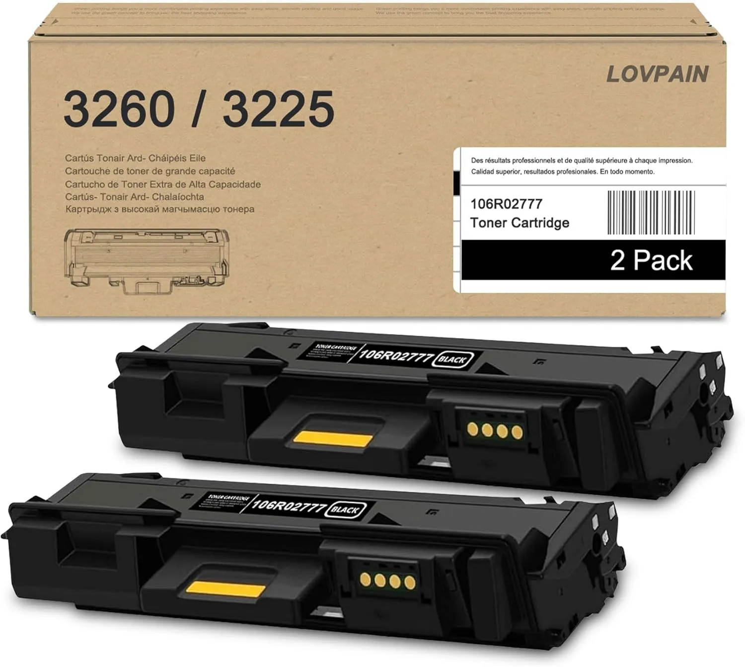 Phaser 3260/ Workcentre 3225 Black High Capacity Toner-Cartridge (3,500 Pages) - 106R02777: 2-Pack Compatible 106R02777 Toner Replacement for Xerox Phaser 3052 3260 WorkCentre 3215 3225 Printer