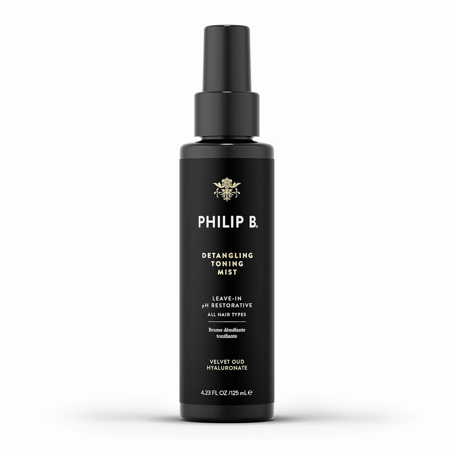 PHILIP B Detangling Toning Mist with Velvet Oud, 4.23 fl. oz. (125 ml) - Leave-In pH Restorative Daily Detangling Mist, Leaves Hair Glossy & Frizz-Free