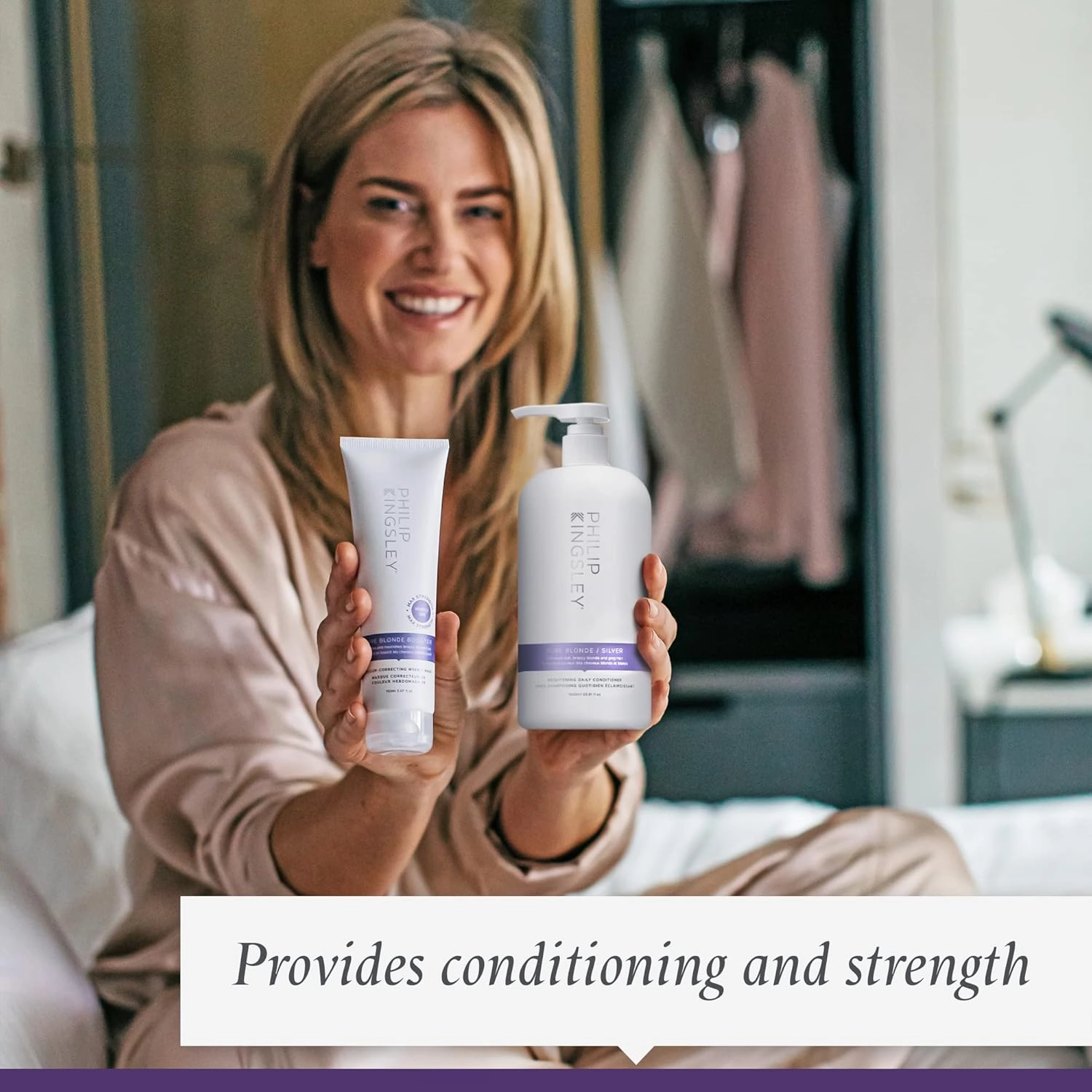 PHILIP KINGSLEY Pure Blonde/Silver Brightening Daily Purple Conditioner for Blonde Gray Brassy Colored Highlighted Bleached Hair Toner for Orange Brassiness and Yellow Tones, 33.8 oz