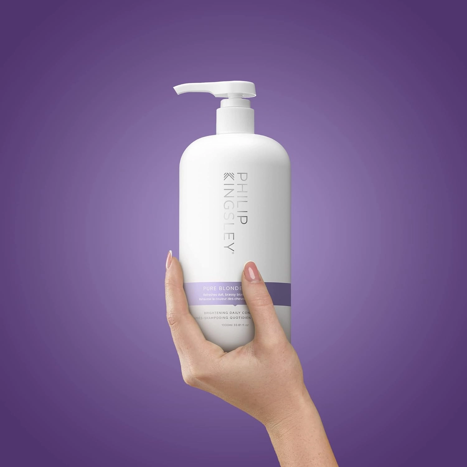 PHILIP KINGSLEY Pure Blonde/Silver Brightening Daily Purple Conditioner for Blonde Gray Brassy Colored Highlighted Bleached Hair Toner for Orange Brassiness and Yellow Tones, 33.8 oz