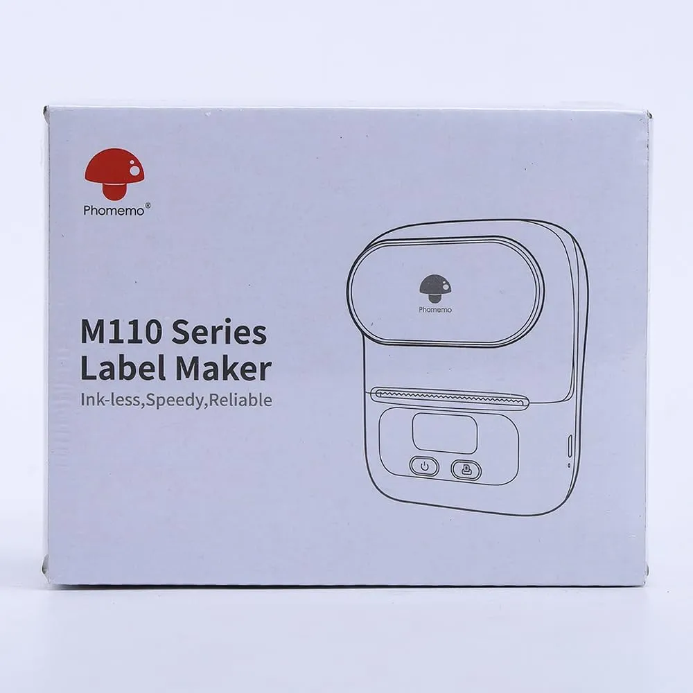Phomemo Label Printer - M110 Thermal Label Printer Barcode Label Maker Mini Bluetooth Sticker Printer for Small Business, Home, Office, Logo, Address, Name Tag, Clothing, Organizing, Pink