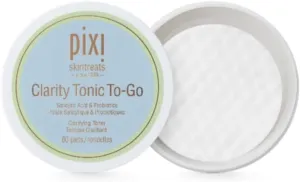 Pixi Clarity Tonic to-Go, Exfoliating & Clarifying g Pads, Infused with Salicylic Acid for Clearer Skin, Alcohol-Free Daily Purifying Toner On The Go, 60 Pads