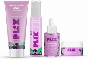 PLI'X - The Plant FIX Jamun Active Acne Regime, Toner, 0.5% w/w Salicylic Acid Cleanser, 2% Salicylic Acid Serum & Moisturizer