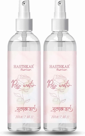 Premium Rose Water Toner Gulab Jal and Cleanser for Men & Women 200ml - Safe for All Skin Type, 200 ml (Pack of 2) Transparent