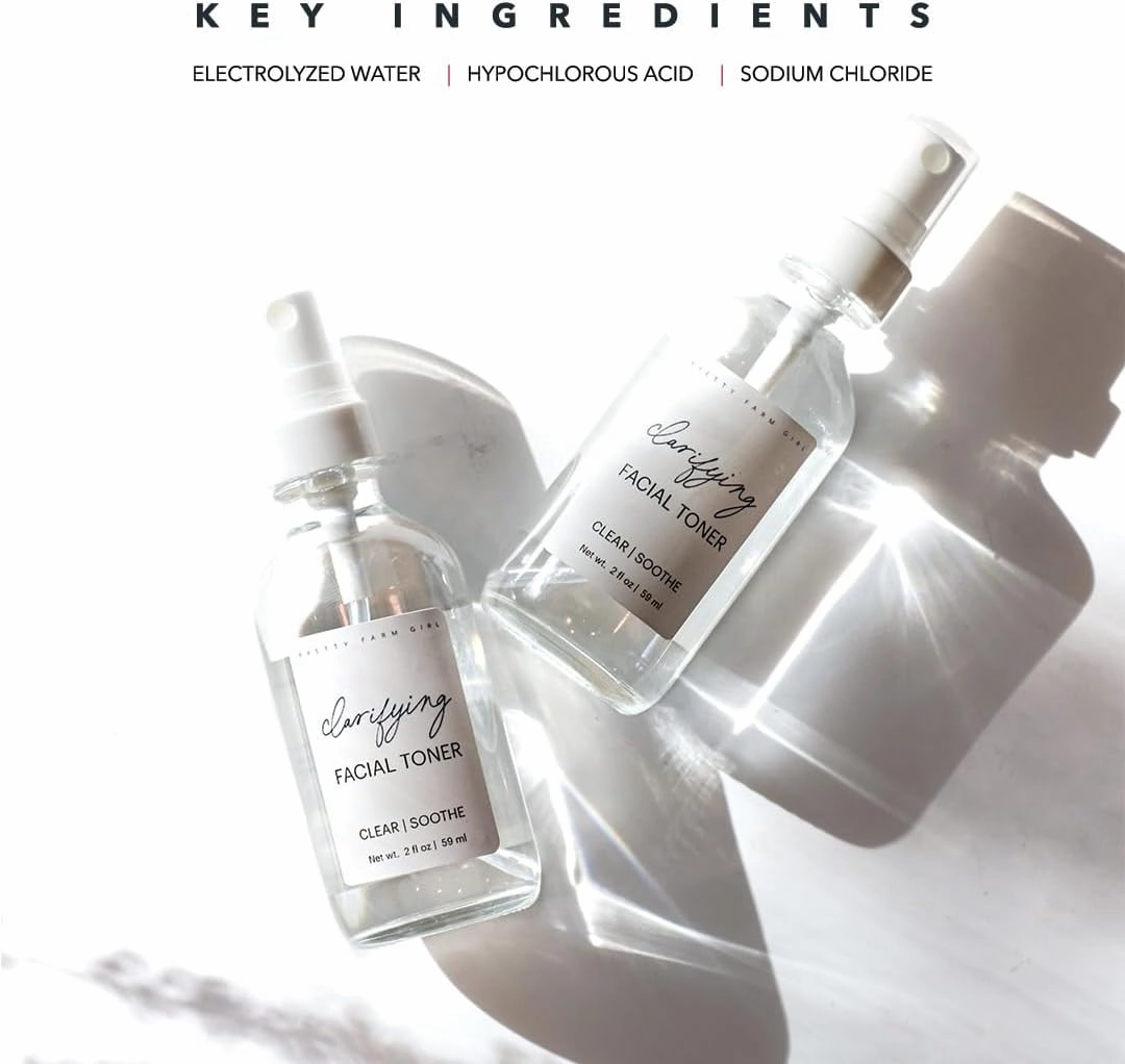 Pretty farm girl Clarifying Facial Toner - Clear & Soothe - HOCL - for Acne and Dermatitis - All Skin Types - Teen & Adult