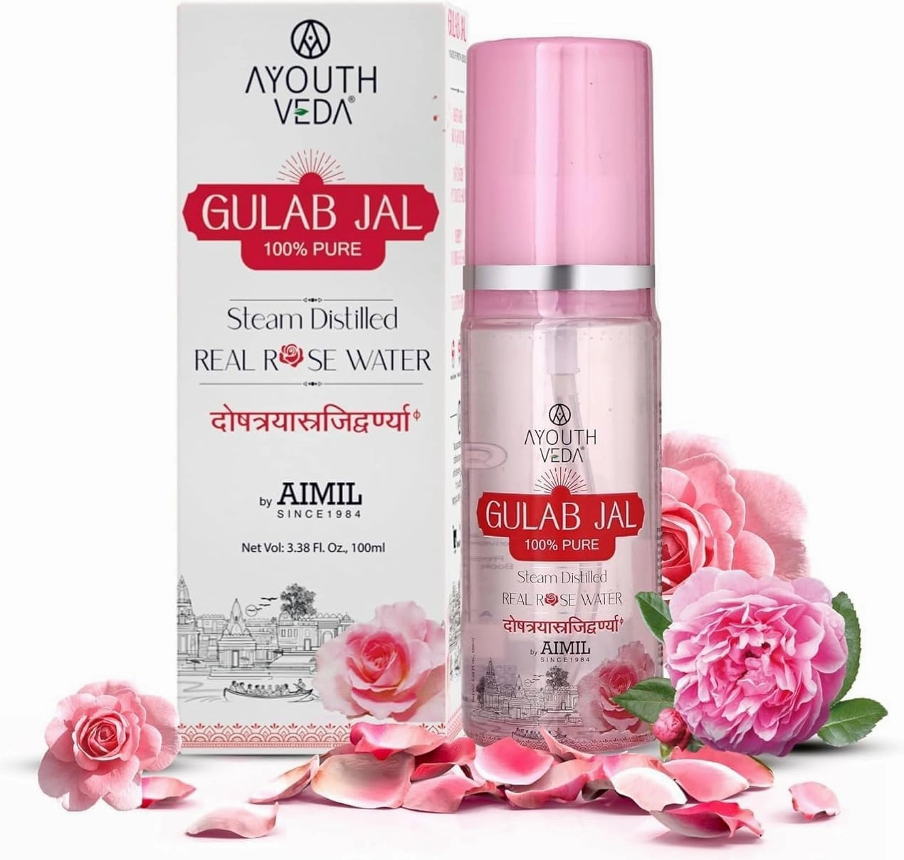 Pub Pure & Natural Rose Water/Skin Toner - 100 ml - Steam Distilled - Gulab Jal - Organic - Chemical Free