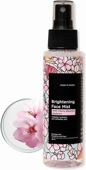 Q'uen-c, Brightening Face Mist Toner for Glowing Skin (Floral Scent) with Cherry Blossom & Hyaluronic Acid | Instantly Hydrates & Brightens Skin | Gentle & Non-Irritating | Made in Korea (100ml)