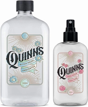 Quinn's Alcohol Free Unscented Witch Hazel with Aloe Vera 16oz & Quinn’s Alcohol Free Facial Toner Mist with Pure Rosewater 8oz