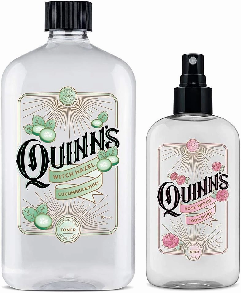 Quinn’s Alcohol Free Witch Hazel Cucumber & Mint 16 oz. & Quinn’s Alcohol Free Facial Toner Mist with Pure Rosewater 8oz